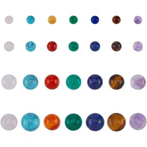 SUPERFINDINGS 56Pcs 7 Colors Natural Cabochon Gemstone 4 Sizes Half Round Dome Flatback Quartz Stone No Hole Stone for Earring Necklace Jewelry Making DIY Craft Handmade