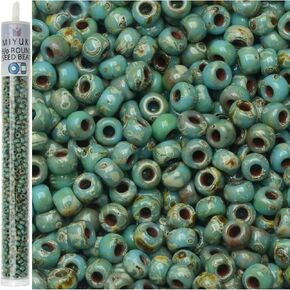 Picasso Seafoam Green 22 Grams Miyuki Round Rocailles 8/0 Seed Bead Approx 22 Gram Tube