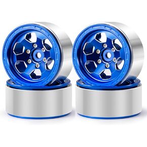 4Pcs Aluminum 1.3 Beadlock Wheel Rims for SCX24 TRX4M Upgrade 1/24 1/18 RC Crawler Car, Black