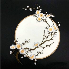 1pcs Plum Blossom Flower Applique Clothing Embroidery Patch Fabric Sticker Iron On Patch Craft Sewing Repair Embroidered (Purple)