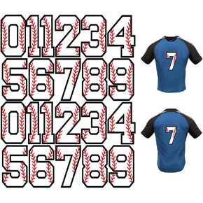 22 Pcs Baseball Heat Transfer Letters 8 Inch 0 to 9 Iron on Numbers Basketball Soccer Football Iron on Letters and Numbers for Team Sport T Shirt DIY (Numbers)