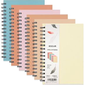 EOOUT 6pcs Hardcover Spiral Notebook, Spiral Journals, College Ruled, 5.5x8.5 Inches, Thick Paper, Assorted Retro Colors, 160 Pages, for Work, Gifts