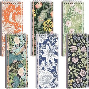 6pcs Hard Cover Skinny Notepads Reporter Notebook Top Bound Spiral Notebook for Work, Shopping List and Class, 8.4 x 3.75 Inch