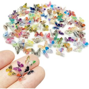 Micro Resin Butterflies, 100Pcs Miniature Dollhouse Accessories Tiny Butterflies for DIY Fairy Garden Dollhouse Micro Landscape Decoration