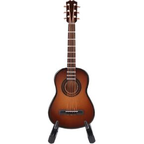 Miniature Guitar Model Decor, Miniature Wooden Guitar Model Display with Stand and Case Mini Musical Instrument Ornaments Craft Miniature Dollhouse Model Home Decoration (10cm