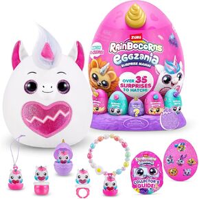 Rainbocorns Eggzania Surprise Series 1 (Unicorn) بواسطة Zuru ، حيوان أفخم محشو ، بيض مفاجئ ، 5 بيض صغير ، ملصقات ، مجوهرات DIY ، الوحل ، الأعمار 3+ للفتيات ، الأطفال