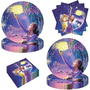 40Pcs Wish Party Decoration Including 20 Plates 20 Napkins for Kids' Birthday Party Supplies