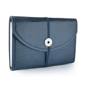 Apropos Faux Leather File Folder, Dark Blue, 13 Pockets, 12 Tabs, Paisley Pattern, 7x4.75"