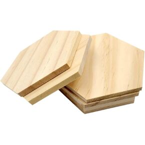 SUPVOX Wood Slices Ornaments Hexagon Shape Wood Slabs Craft DIY Decoration 9cm 25Pcs