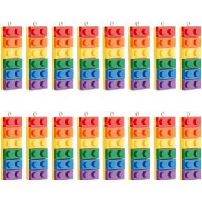 DICOSMETIC 20Pcs Building Block Charms Rainbow Color Opaque Acrylic Pendants Rectangle Building Block Charms with Iron Loop Bisexual Rainbow Pride Charms for Jewelry Making, Hole: 2mm