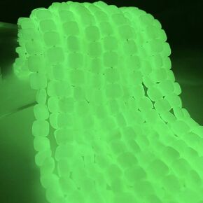 ABCGEMS Glow-in-Dark Mexican Olive-Green Aragonite Beads (AKA Cave Calcite- Extremely Rare) Crystal Chakra Energy Healing Stone DIY Jewelry Making Smooth Square 8mm