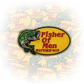 Fisher Of Men Patch, Faith 3 Inches Iron On/Sew On Embroidered Applique Fabric Bible Matthew 4:19 Patches for Clothes Backpacks Hat Jeans, Religious Prayer Embroidery Patches for Christians