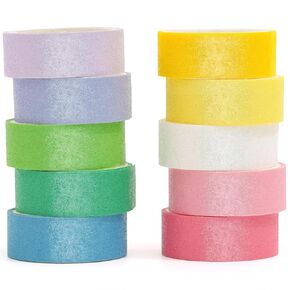 YUBBAEX 6 Colors Glitter Washi Tape Set Sparkling Masking Tape Metallic Decorative for Arts, DIY Crafts, Bullet Journal Supplies, Planners, Scrapbook, Card/Gift Wrapping (Neon 6 Colors)