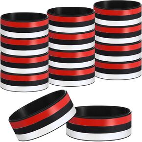 Zeyune 24 Pcs Cartoon Animation Silicone Bracelets Cartoon Red White Black Wristbands Red Ball Cartoon Rubber Elastic Bracelets for Classroom Prize Stuffer Cartoon Birthday Gifts