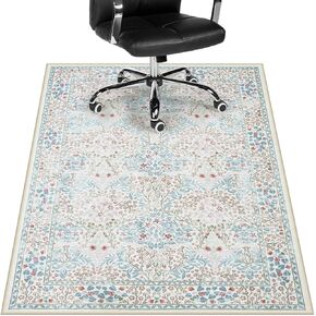 Anidaroel Floral Office Chair Mat for Hardwood & Tile Floor, 48"x60" Desk Chair Mat for Home Office, Under Desk Rug for Rolling Chair, Non Slip Computer Chair Mats, Low-Pile Carpet Protector Rug