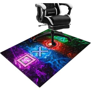 Gaming Chair Mat for Hardwood Floor,48"x36" Gaming Rug for Gaming Room, Under Desk Non Slip Gamer Rug for Tile Floor,Low-Pile Game Room Rug,Rubber Backing Large Gaming Chair Floor Mat,Player Gamepad