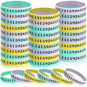 60 Pcs Motivational Wristband Silicone Bracelets Math Lover Colorful Inspirational Stretch Wristbands Unisex Sports Fan Bracelets Pi Math Party Christmas Gifts for Students (Multicolored)