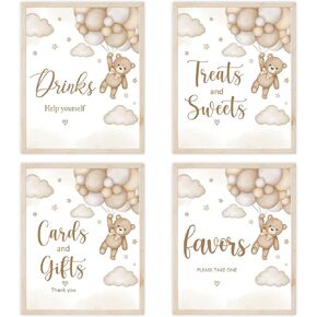 4PCS Bear Table Sign Centerpieces for We Can Bearly Wait Baby Shower Decorations Bear Birthday Decorations Party Supplies(8x10in)