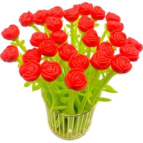 30PCS Rose Pens Flower Writing Pens 0.5 مم حبر أسود بارد أقلامًا هدية للفتاة للبنات الأم.