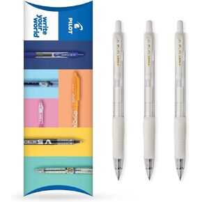 Pilot G-2 Retractable Gel Ink Rollerball Pens - 0.7mm Nib Tip - Pillow Set of 3 - Pastel White Ink