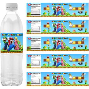 24Pcs Video Game Theme Birthday Party Water Bottle Labels Suitable for Birthday Party Decorations Friends Party Decorations