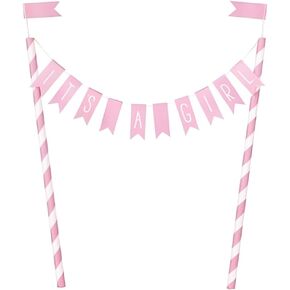 Pink "IT'S A GIRL" Bunting Cake Topper (1 Pc) - Perfect for Girl's Baby Shower Event