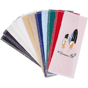 arricraft 24 Pcs Blank Cross Stitch Bookmark, Cotton Cross Stitch Fabrics ith Embroidery Edge Rectangle Embroidery DIY Bookmark for Crosstitch Project 2.99x9inch(7.6x23cm)