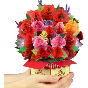 Pop Up Carnation Flower Bouquet Card Get Well Soon Cards 3D Pop Up Birthday Card Thinking of You Greeting Card for Christmas Congratulations Gifts Includes Envelop