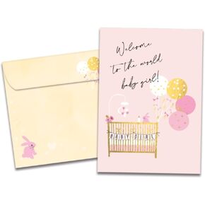 Tree-Free Greetings - New Baby Girl Greeting Card - Artful Designs - 1 Card + Matching Envelopes - Made in USA - 100% Recycled Paper - 5"x7" - Lighthearted, For Parent, Sweet Baby Girl (GO64423)