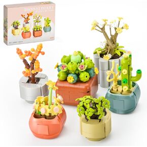 BNG Succulents Flowers Building Sets for Adult,Botanical Collection Toys for Office Home Decor,Plants Pot Bonsai and Ideas Gift for Mother's Day Women Girls 6+(520PCS)
