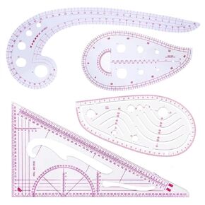 TENBOR French Curve Ruler, Metric Sewing Ruler, Clear Plastic Pattern Sewing Rulers Set for Designers and Tailors, Perfect for Sewing Drawing Craft DIY Clothing (4Pcs)
