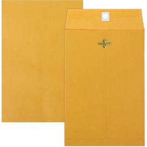 6x9 Inch Clasp Envelopes, 20 Pcs Small Brown Kraft Catalog Envelopes Self Seal Manila Envelopes with Clasp and Gummed Closure for Mailing