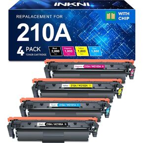 InkNI Compatible Toner Cartridges Replacement for HP 210A 210X 210 Toner Cartridges 4 Pack Work for HP Color Pro MFP 4301fdw 4301fdn Pro 4201dw 4201dn Printer W2100A W2100X High Yield Ink (with Chip)