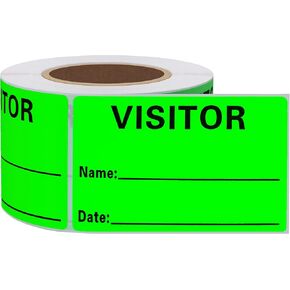 Visitor Pass Stickers Identification Labels Fluorescent Label, 300 Stickers, 2x3 inch, Fluorescent Red