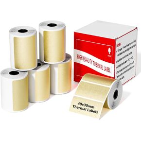 6-Roll • M110 Label Printer Gold Labels • Thermal Self-Adhesive Label • Compatible with Phomemo M110/M220/M221/M200 Label Printer • Black on Gold • 40x30mm • 1380 Labels/6Roll