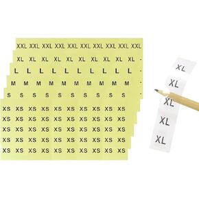 ONLYKXY 360pcs Transparent Sticker Strip Plastic Clothing Size Label - 4 Inch, 6 Size Combination (XS/S/M/L/XL/XXL)