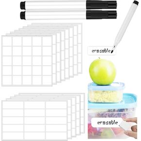Cholemy 300 Pcs Food Labels for Containers Reusable Multipurpose Labels Erasable Kitchen Removable Freezer and Fridge White Dry Erase for Jars Storage Pantry Supplies