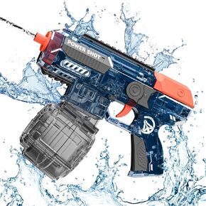 Rechargeable Electric Water Toy Gun, High Powered Water Toy Guns for Adults Kids, Automatic Water Toy Gun Without Leaks, Waterproof Squirt Toy Gun, Up to 32 FT Range, 500cc & 50cc Magazine