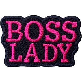 Boss lady Iron On Patches, Cute Decor Patches for Dress Backpacks Clothes Pants Jeans Hats, Embroidery Applique DIY Accessory, small, white