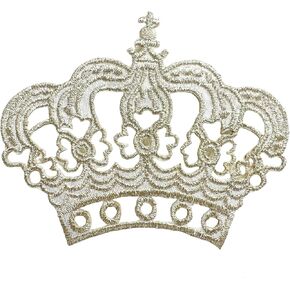 PLpatch Princess Silver Crown Cartoon logo1 Sew Iron on Embroidered Applique Badge Sign Patch Clothing Costume