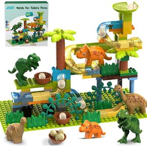 JIXIn 3in1 Marble Runs for Kids 4-8/Building Blocks Compatible with LEGO DUPLOS for Age 2-5/Marble Run for Kids Ages 3-5 STEM Toy Set with 164 Pcs Classic Big Block/Gift Toys for Kids Age 3 4 5 6 7 8+