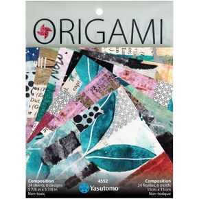 Yasutomo Origami Collage Composition with 6 Patterns, 5.87-inch Square, 24 Sheets, Paper Crafts, Scrapbooking