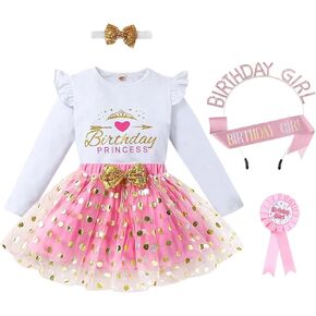 Toddler Baby Girls Birthday Princess Outfits Polka Dots Bubble Tulle Tutu Skirt Sets 2Pcs in Kuwait