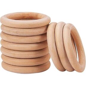 Set of 10 Natural Unfinished Solid Wooden Rings Wood Ring Circle Wood Pendant and Connectors Jewelry Making (100mm-3.94inch)