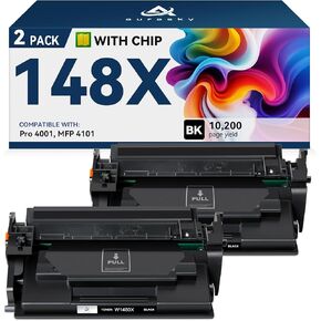 148X W1480X Black Toner Cartridge Compatible (with Chip) Replacement for hp 148A 148X Toner Works with HP Pro 4001n 4001dn 4001dw MFP 4101 4101fdw 4101fdn Printer Ink High-Yield (2-Pack)