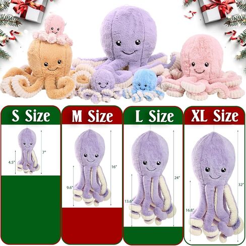 حيوانات Dentrun Octopus محشوة بالحيوانات ، الأخطبوط العملاقة ، ألعاب لعب دمية للأطفال الفتيات البالغين ، عيد ميلاد عيد الميلاد عيد الميلاد الحاضر حيوانات البحر المحشوة ، 7/16/24/32 بوصة ، 5 ألوان in Kuwait