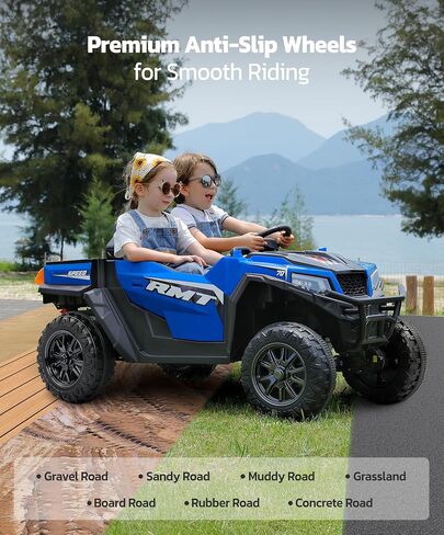 ELEMARA 24V Ride on Toy for Big Kid,Ride on Car 2 Seater w/Sun Shade,Dump Bed & Shovel,4.5MPH,4WD Electric Car for Kids,Battery Car w/Remote,Kids Ride on Truck,3 Speeds,LED Lights,Bluetooth, Pink in Saudi Arabia