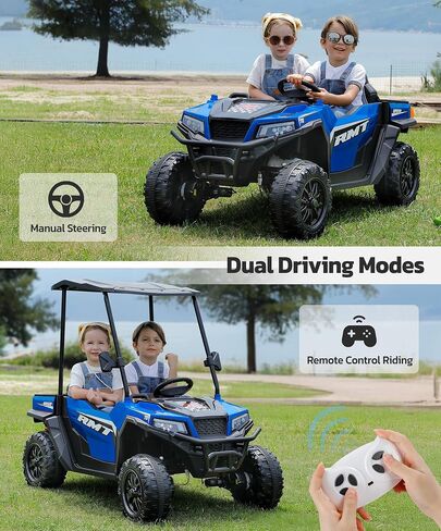 ELEMARA 24V Ride on Toy for Big Kid,Ride on Car 2 Seater w/Sun Shade,Dump Bed & Shovel,4.5MPH,4WD Electric Car for Kids,Battery Car w/Remote,Kids Ride on Truck,3 Speeds,LED Lights,Bluetooth, Pink in Saudi Arabia