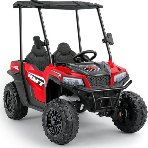 ELEMARA 24V Ride on Toy for Big Kid,Ride on Car 2 Seater w/Sun Shade,Dump Bed & Shovel,4.5MPH,4WD Electric Car for Kids,Battery Car w/Remote,Kids Ride on Truck,3 Speeds,LED Lights,Bluetooth, Pink in Saudi Arabia