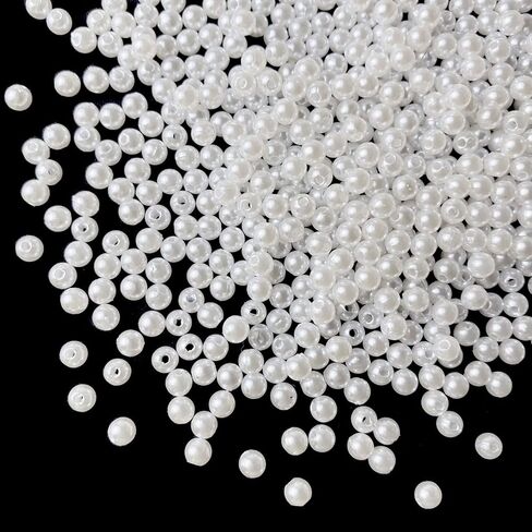 2000pcs White Pearl Beads 5mm White Pearl Craft Beads Round Loose Pearls with Holes for Sewing Crafts Decoration Bracelet Necklace Jewelry Making in Kuwait